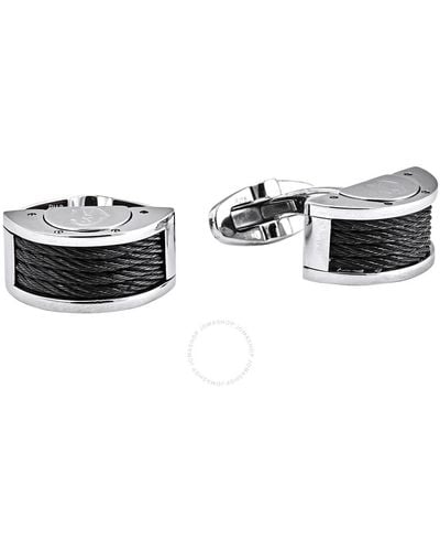 Charriol Stainless Steel Cufflinks- Black Pvd/ Silver