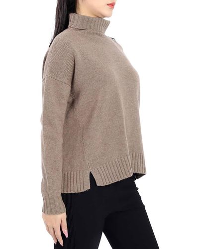 Max Mara Trau Wool And Cashmere High-neck Knitted Sweater - Brown