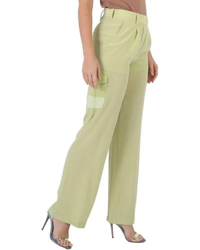 Burberry Nell Mid-rise Silk Crepe De Chine Cargo Trousers - Green