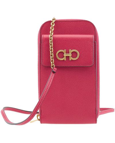 Ferragamo Leather Gancini Smartphone Holder - Pink