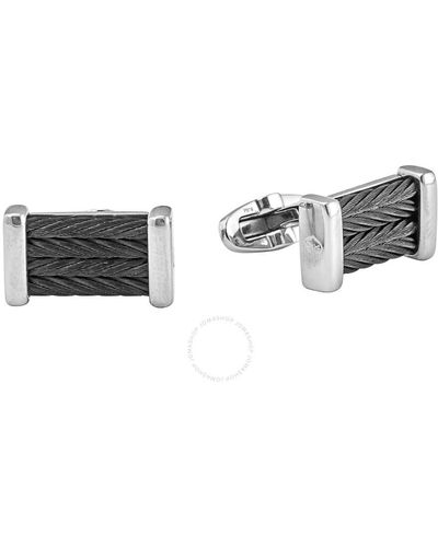 Charriol Chevron Cable Cufflinks- Grey/ Black