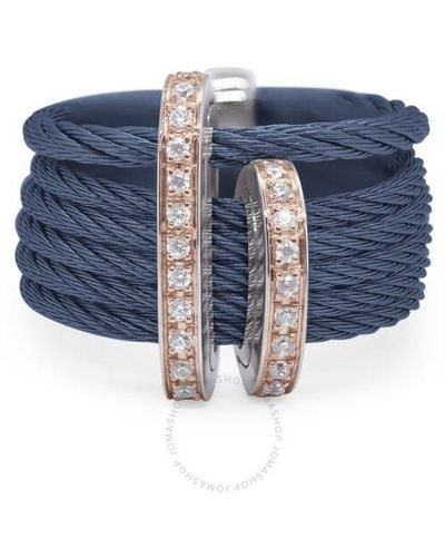 Alor Berry Cable Double Arch Over Twist Ring With 18k Gold & Diamonds - Blue