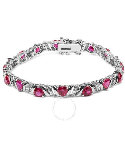 Haus of Brilliance .925 Sterling Silver Created Heart Shape Red Ruby - Metallic
