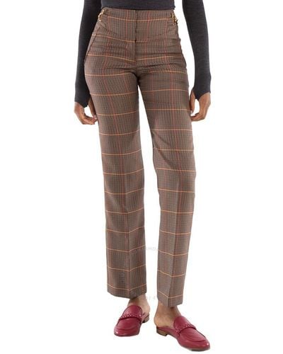 Burberry Dark Check Lovisa Wool-blend Trousers - Brown