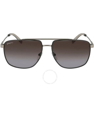 Ferragamo Gray Gradient Navigator Sunglasses Sf239s 758 60 - Brown