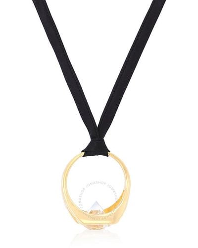 Burberry Gold-plated Ring Detail Silk Necklace - Metallic