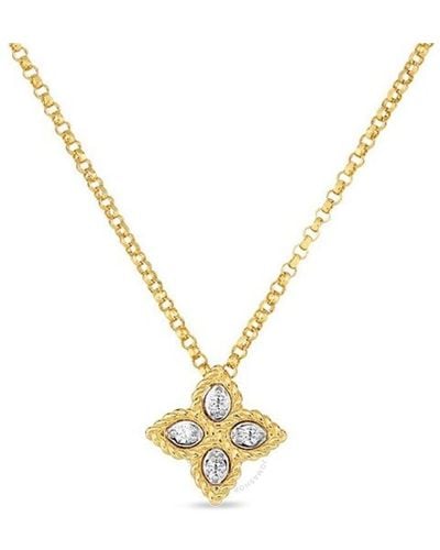 Roberto Coin Princess Flower Small Gold Diamond Necklace - Metallic