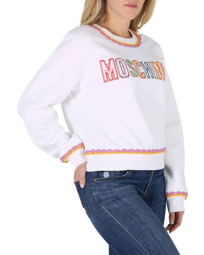 Moschino Crochet Details Cotton Sweatshirt - White