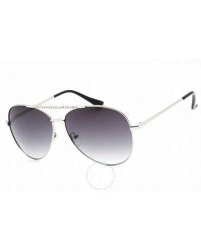 Guess Factory Gray Pilot Sunglasses Gf0399 01b 62 - Metallic
