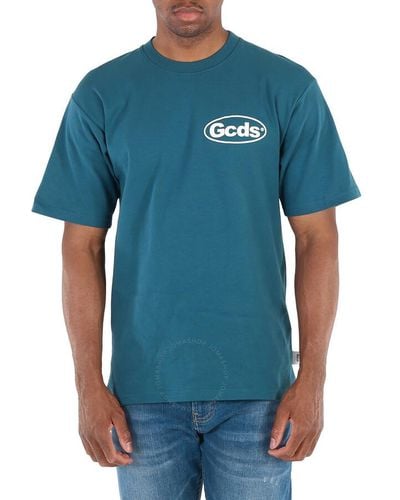 Gcds Teal Shop List Cotton T-shirt - Blue