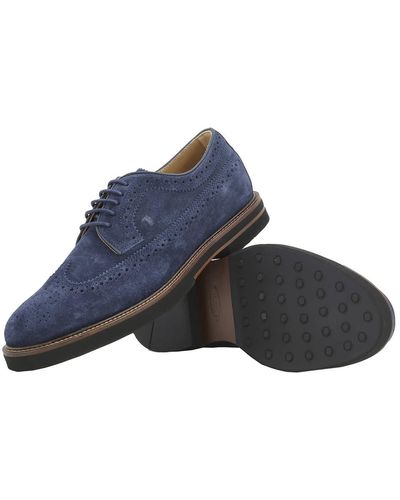 Tod's Suede Brogue Lace-up Shoes - Blue