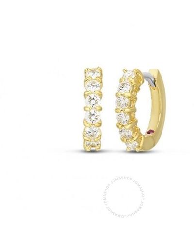 Roberto Coin 18kt Yellow Gold huggy Earrings With Diamonds - Metallic