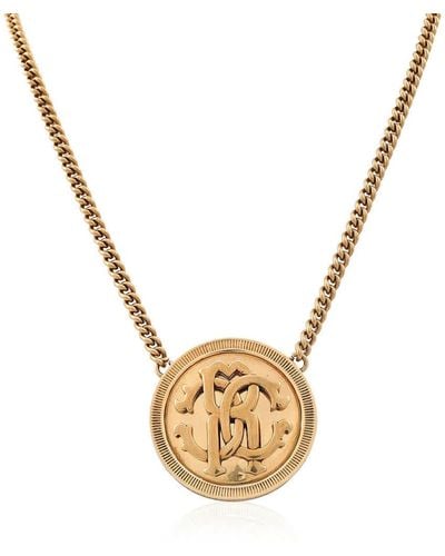 Roberto Cavalli Rc Logo Pendant Necklace - Metallic