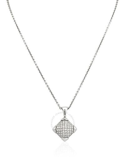 BVLGARI 18k White Gold Diamond Pyramid Pendant Necklace - Metallic