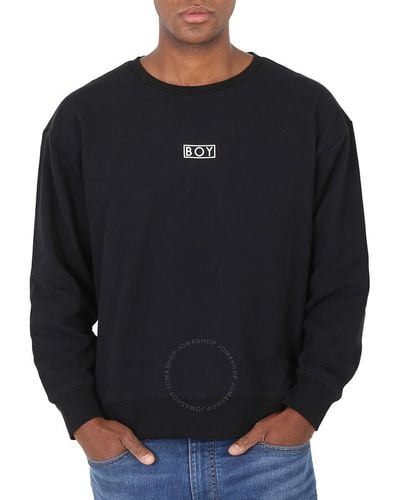 BOY London Boy Eagle Flock Cotton Sweatshirt - Black