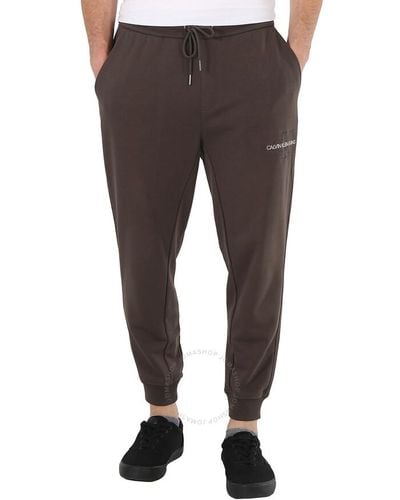 Calvin Klein Organic Cotton Logo Sweat Pants - Brown