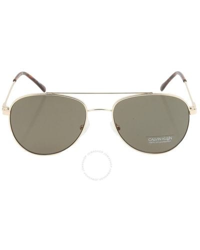 Calvin Klein Green Pilot Sunglasses Ck20120s 717 55 - Brown