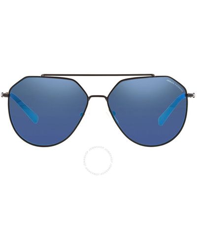 Armani Exchange Mirror Pilot Sunglasses Ax2023s 606355 59 - Blue