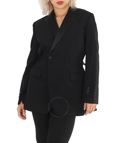 Burberry Wool And Taffeta Cut-out Back Tuxedo Jacket - Black