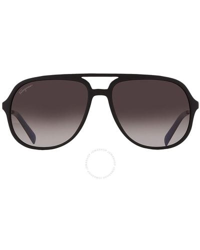 Ferragamo Gray Gradient Pilot Sunglasses Sf999s 002 60 - Black