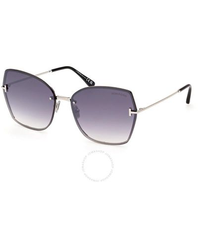 Tom Ford Nickie Smoke Mirror Butterfly Sunglasses Ft1107 16c 62 - Purple