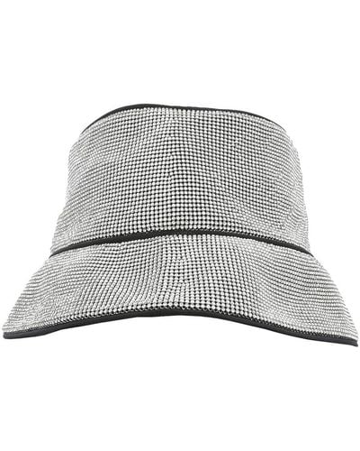 Kara Crystal Mesh Embroidered Bucket Hat - Grey