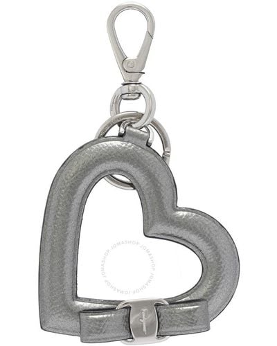 Ferragamo Silver Heart Logo Key Holder - Metallic