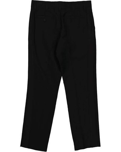 Burberry Dover Wool Linen Cropped Tailored Trousers - Black