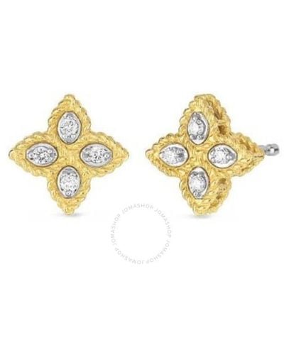 Roberto Coin 18k Yellow Gold Small Princess Flower Diamond Stud Earrings - Metallic