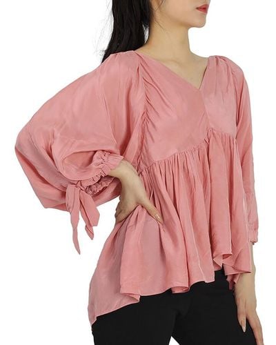 3.1 Phillip Lim Dusty Empire Waisted V Neck Top - Pink