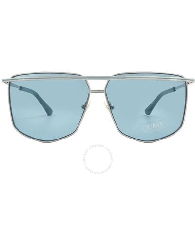Guess Blue Geometric Sunglasses Gu7851 10v 63
