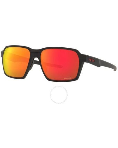 Oakley Parlay Prizm Ruby Rectangular Sunglasses Oo4143 414303 58 - Red