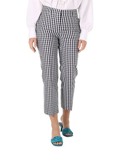 Burberry Gingham Cropped Pants - Blue
