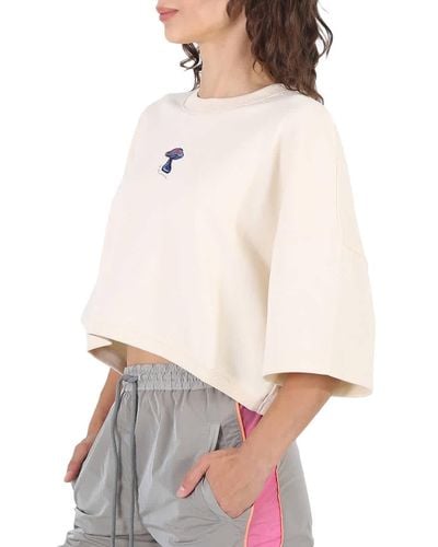 Stella McCartney Mushroom Print Cropped Sweatshirt - White