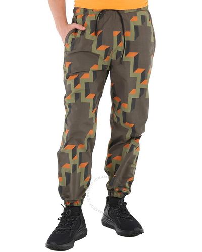 Marcelo Burlon Army Cross Geometric-print sweatpants - Green