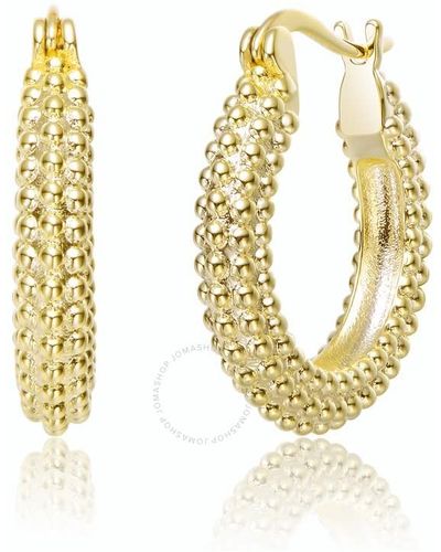 Rachel Glauber 14k Gold Plated Ribbed Hoop Earrings - Metallic