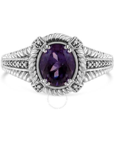 Haus of Brilliance .925 Sterling Silver Prong Set Natural Oval Shape 9x Mm Purple Amethyst Solitaire - Blue
