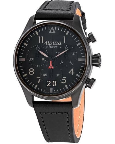 Alpina Startimer Pilot Chronograph Dial Watch - Black
