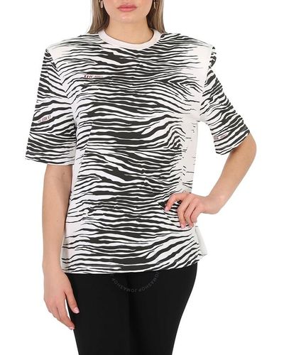 The Attico Zebra Print Bella T-shirt - Grey