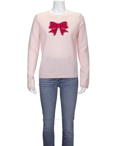 Comme des Garçons Girl Long Sleeve Bow Embroidered Sweater - Blue