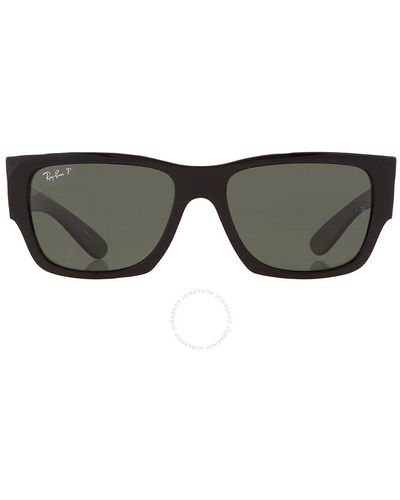 Ray-Ban Carlos Polarized Green Rectangular Sunglasses Rb0947s 901/58 56 - Multicolour