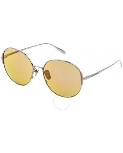 Carolina Herrera Yellow Round Sunglasses Shn070m Oa93 59 - Metallic