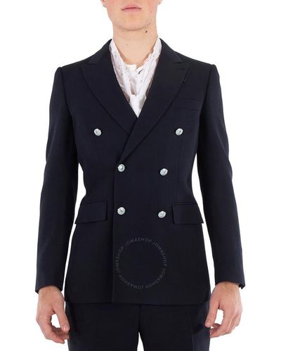 Burberry Navy Double-breasted English Tailored Jacket - Blue