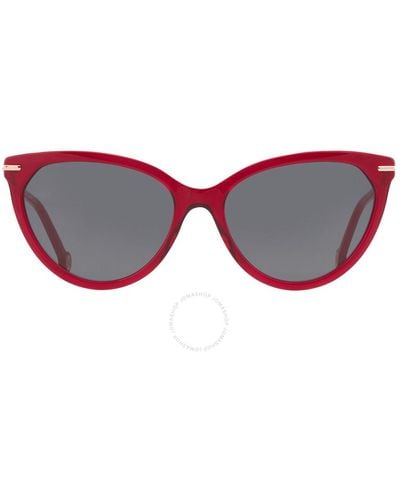 Carolina Herrera Grey Cat Eye Sunglasses Her 0093/s 0c9a/ir 57 - Brown