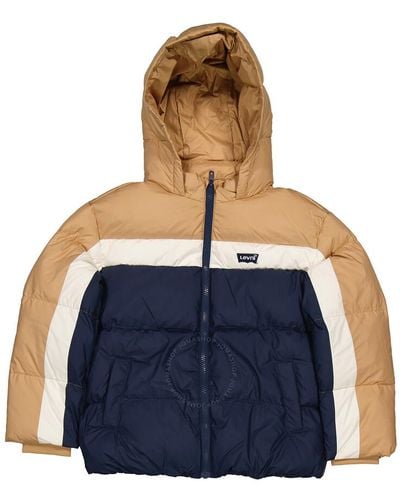 Levi's Levis Boys Colorblock Down Hooded Puffer Jacket - Blue