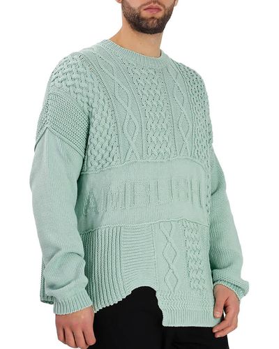 Ambush Patchwork Knit Crewneck Jumper - Green