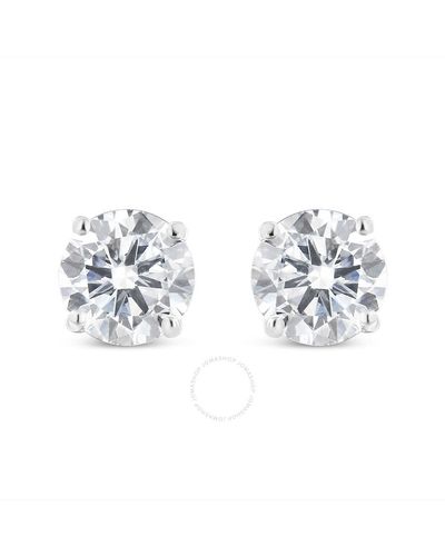 Haus of Brilliance Ags Certified 14k White Gold 2.0 Cttw 4-prong Set Brilliant Round-cut Solitaire Diamond Screw Back Stud Earrings - Metallic