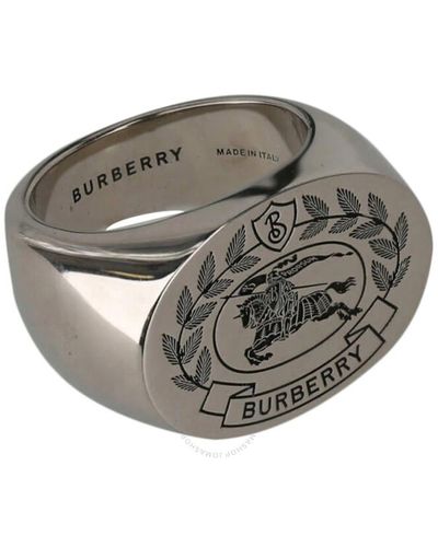 Burberry Engraved Ekd Palladium-plated Signet Ring - Gray
