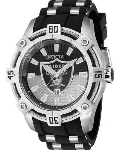 INVICTA WATCH Nfl Las Vegas Raiders Quartz Black Dial Watch - Gray