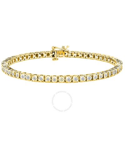 Haus of Brilliance 10k Gold Plated .925 Sterling Silver 1.0 Cttw Miracle-set Diamond Round Faceted Bezel Tennis Bracelet - Metallic